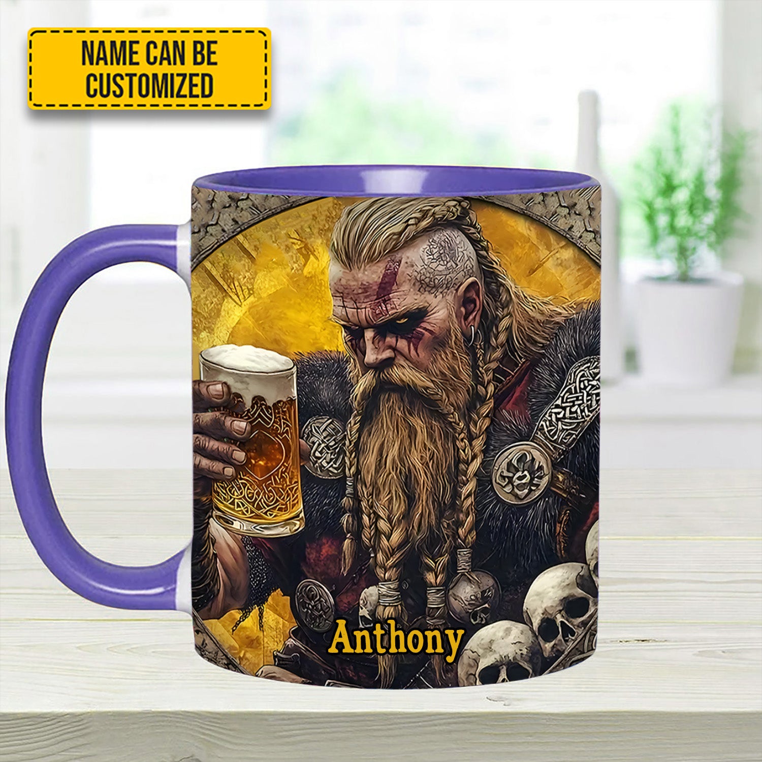 Personalized Viking Beer Accent Mug SkÃ¥l Warrior Birthday Gifts For Flower Lovers - Image 13