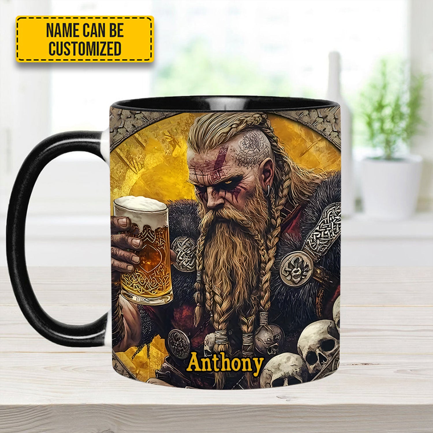 Personalized Viking Beer Accent Mug SkÃ¥l Warrior Birthday Gifts For Flower Lovers - Image 5