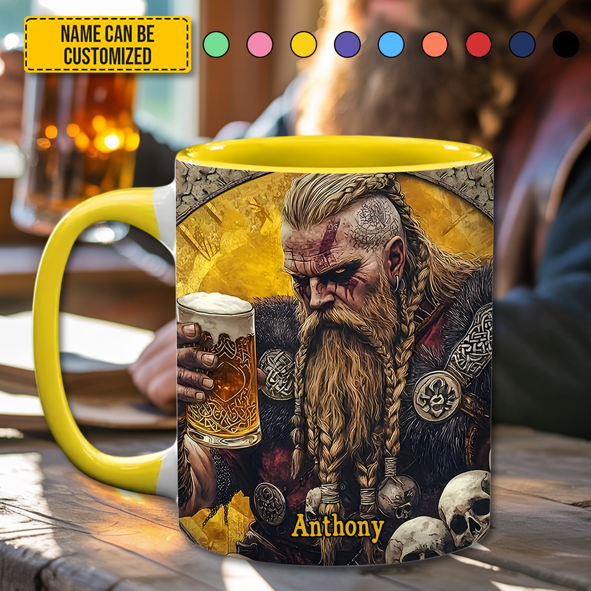Personalized Viking Beer Accent Mug SkÃ¥l Warrior Birthday Gifts For Flower Lovers - Image 2