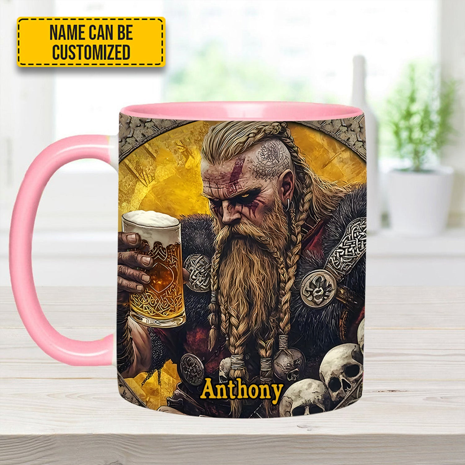 Personalized Viking Beer Accent Mug SkÃ¥l Warrior Birthday Gifts For Flower Lovers - Image 11