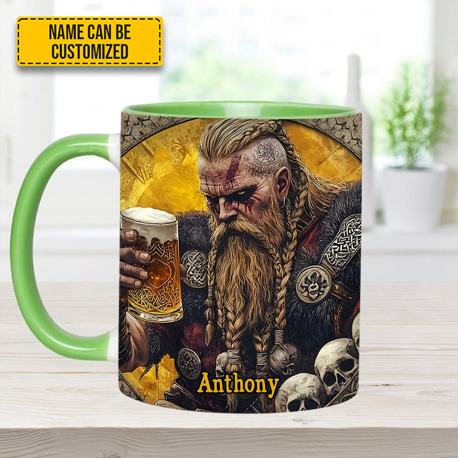Personalized Viking Beer Accent Mug SkÃ¥l Warrior Birthday Gifts For Flower Lovers - Image 7