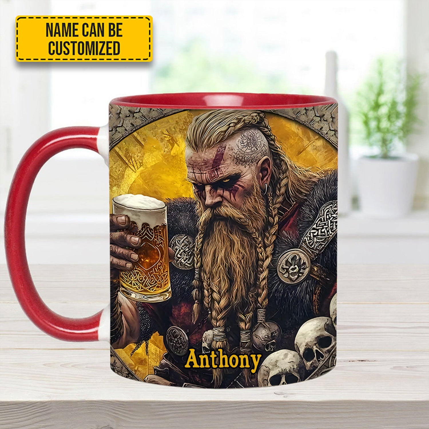 Personalized Viking Beer Accent Mug SkÃ¥l Warrior Birthday Gifts For Flower Lovers - Image 6