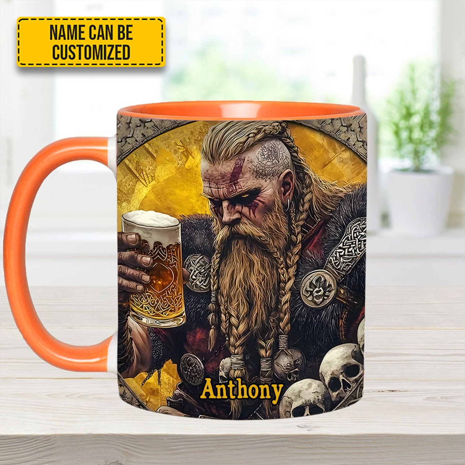Personalized Viking Beer Accent Mug SkÃ¥l Warrior Birthday Gifts For Flower Lovers - Image 10