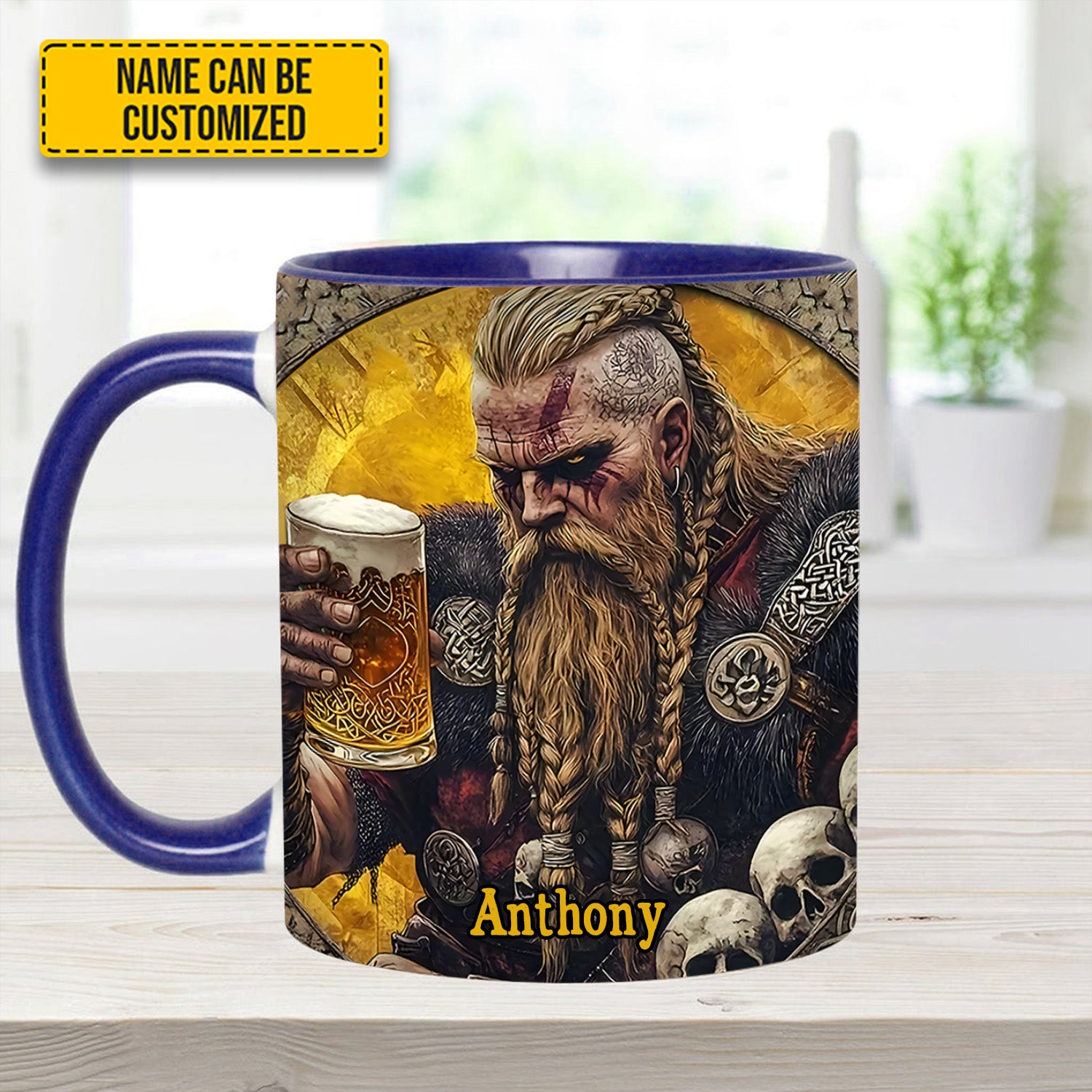 Personalized Viking Beer Accent Mug SkÃ¥l Warrior Birthday Gifts For Flower Lovers - Image 9