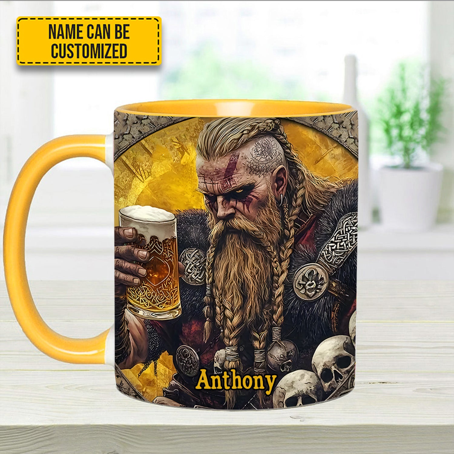 Personalized Viking Beer Accent Mug SkÃ¥l Warrior Birthday Gifts For Flower Lovers - Image 12