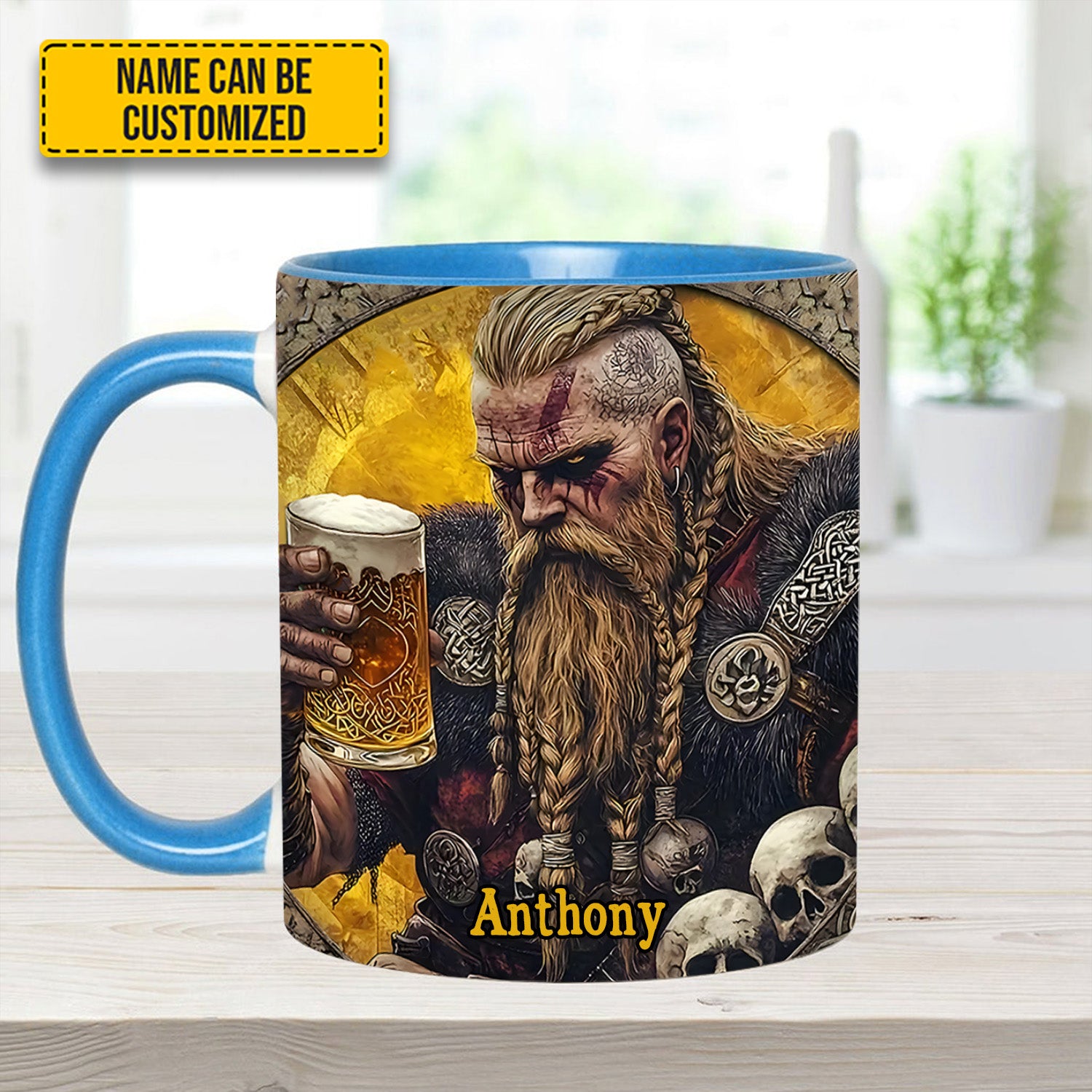 Personalized Viking Beer Accent Mug SkÃ¥l Warrior Birthday Gifts For Flower Lovers - Image 8