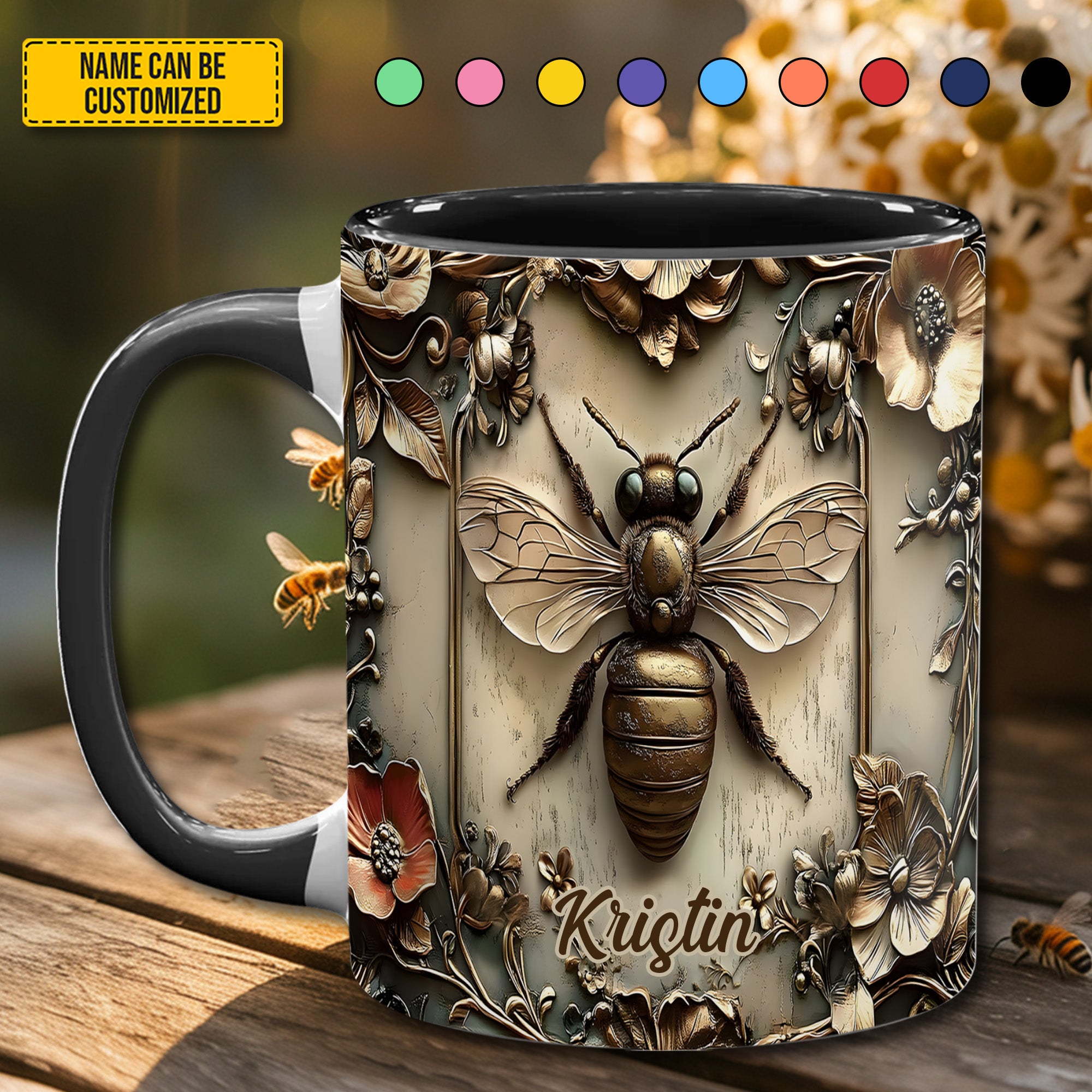Personalized Vinatge Bee Accent Mug Bee Gifts For Men - Image 2
