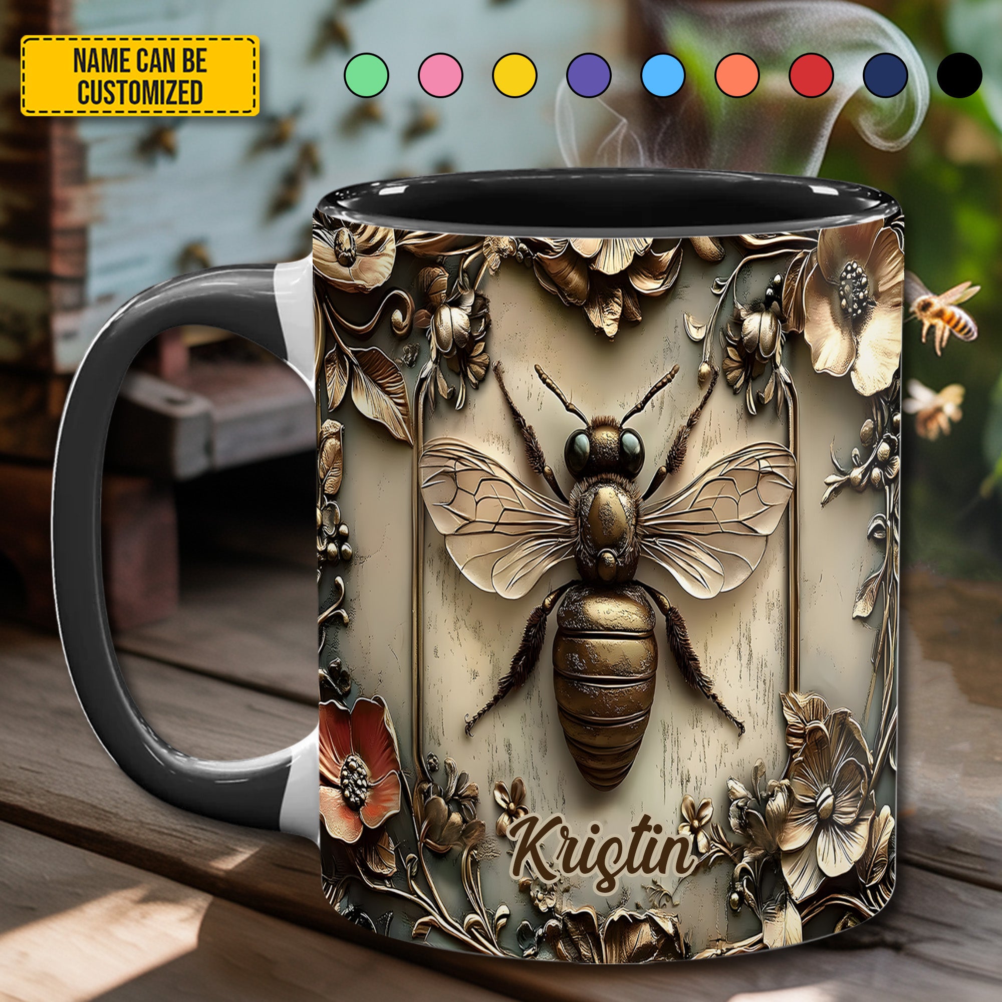 Personalized Vinatge Bee Accent Mug Bee Gifts For Men