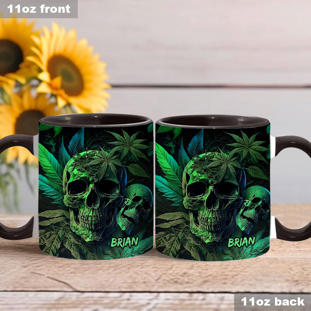 Personalized Weed Accent Mug Cannabis Skull Gift For Skull Lovers - Image 2