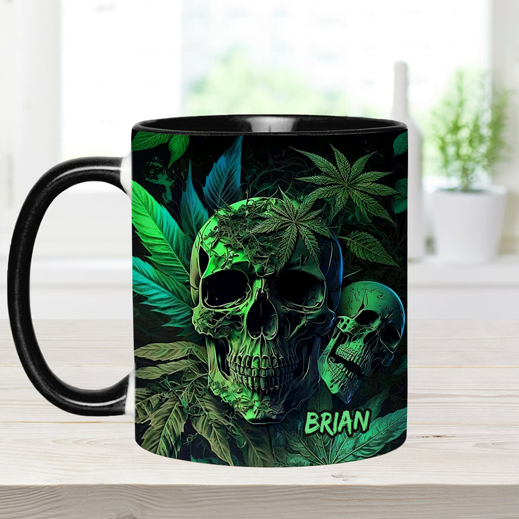 Personalized Weed Accent Mug Cannabis Skull Gift For Skull Lovers - Image 5