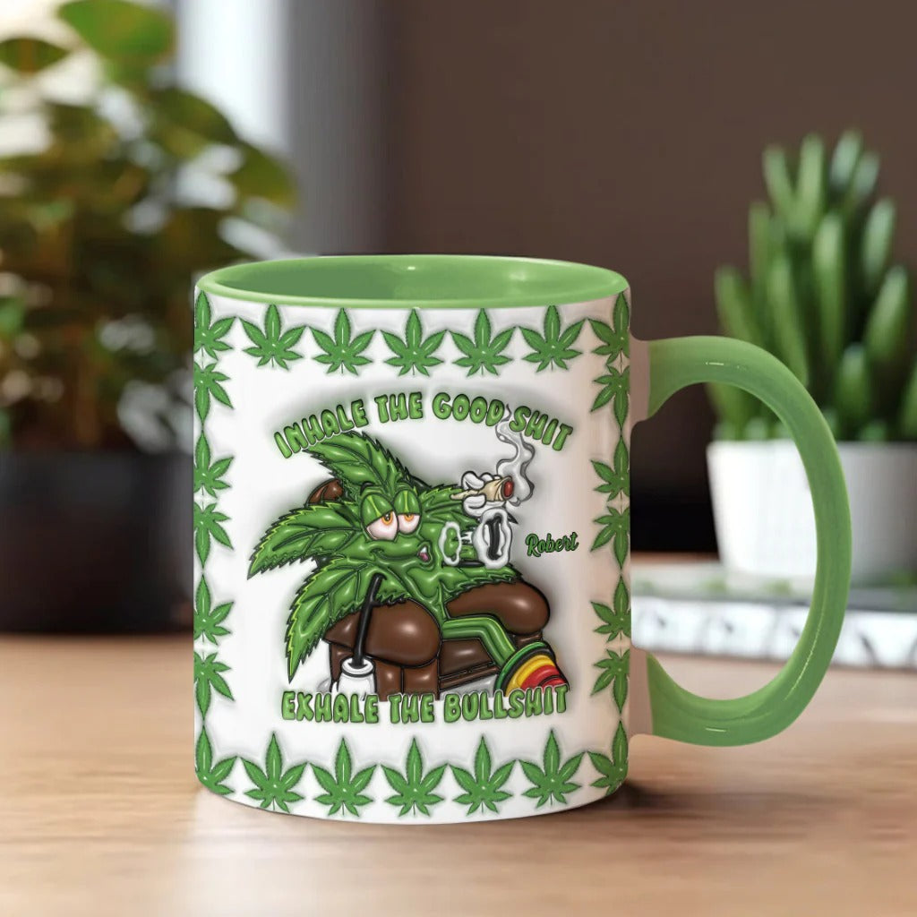 Personalized Weed Accent Mug Inhale the Good Sh't Exhale the Bullsh't Gift Ideas For Her - Image 4