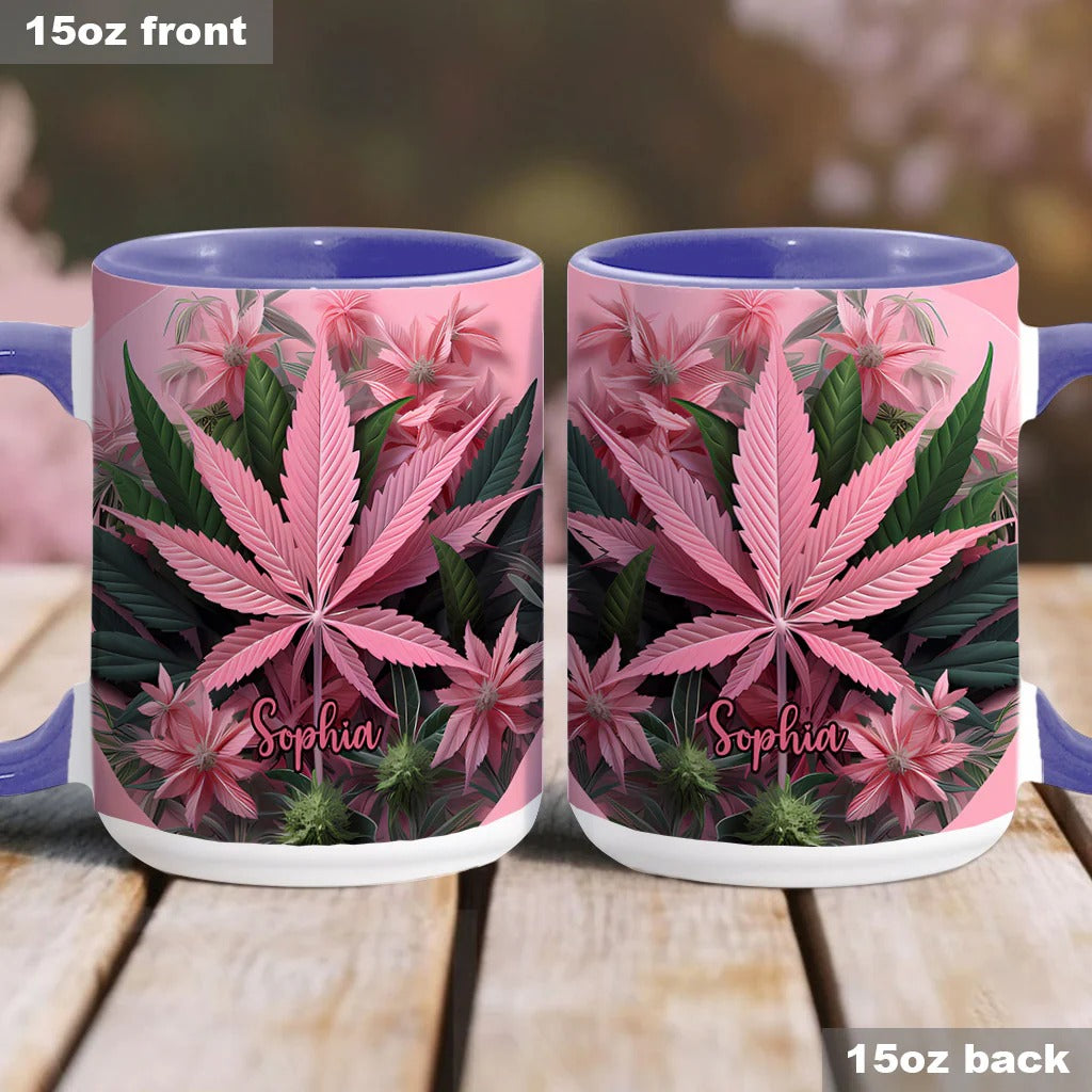 Personalized Weed Accent Mug Pink Stoner Chick Funny Stoner Chick Gift - Image 2