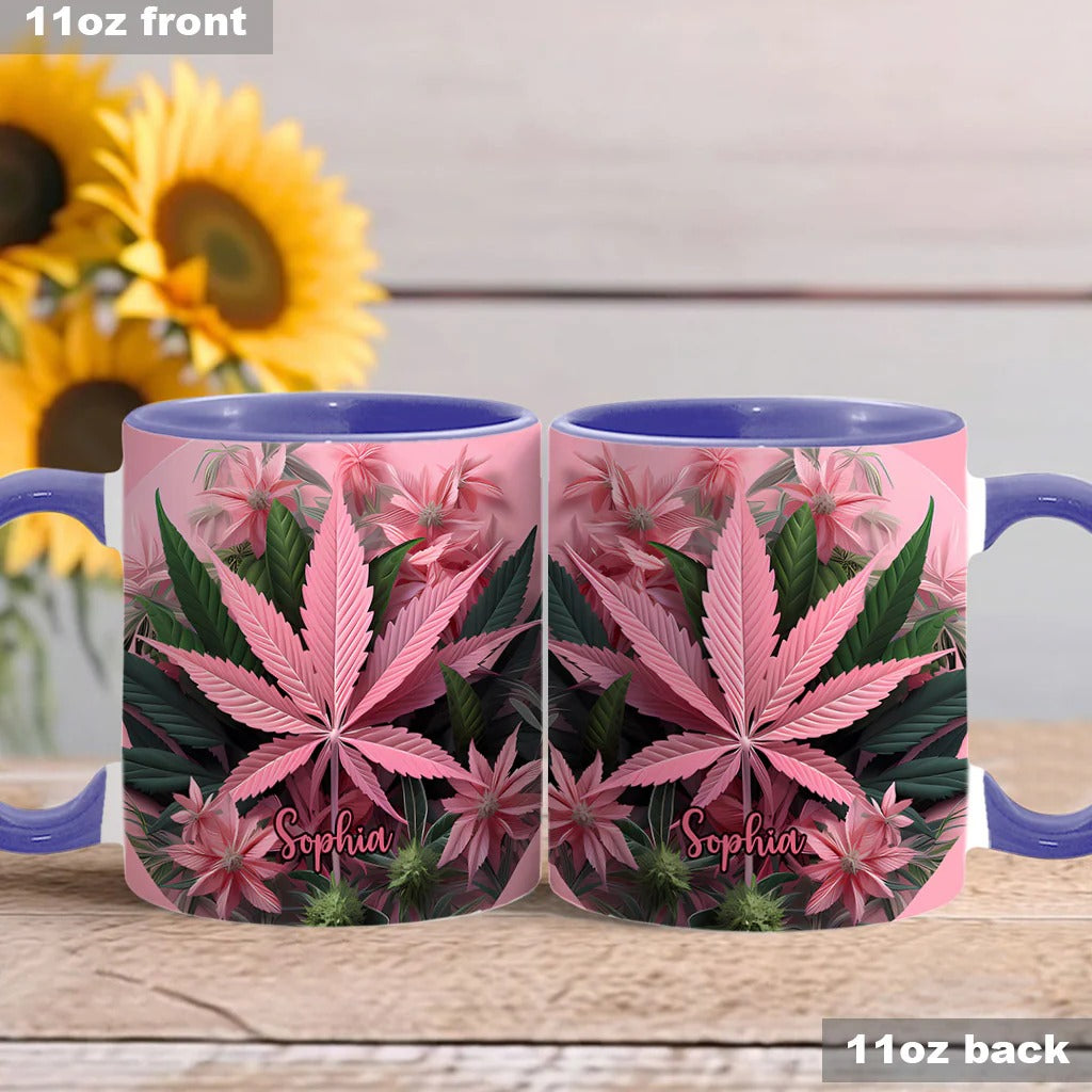 Personalized Weed Accent Mug Pink Stoner Chick Funny Stoner Chick Gift