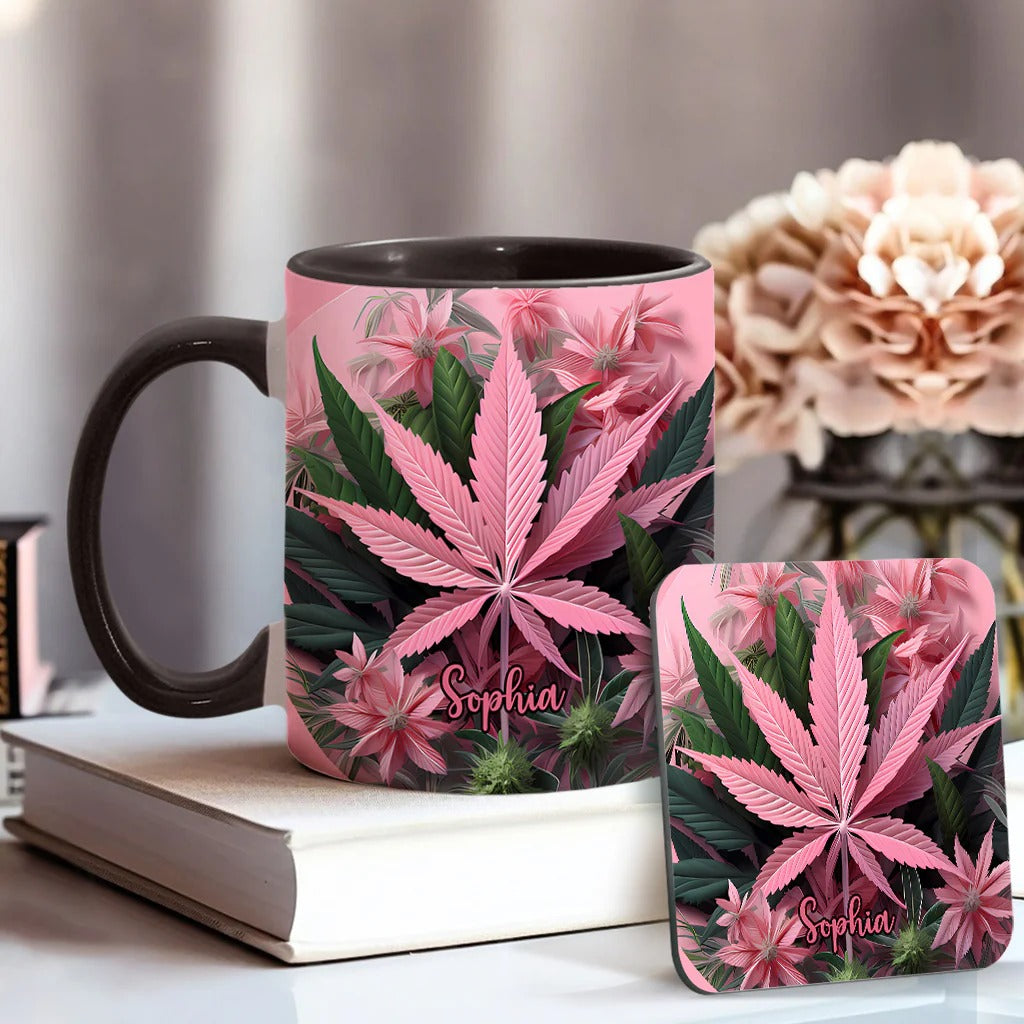 Personalized Weed Accent Mug Pink Stoner Chick Funny Stoner Chick Gift - Image 3
