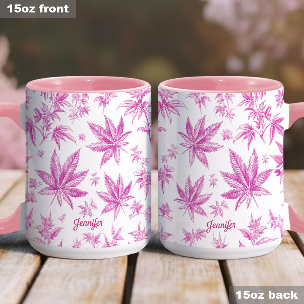 Personalized Weed Accent Mug Pink Toil Marijuana Pattern Unique Gift For Mother - Image 3