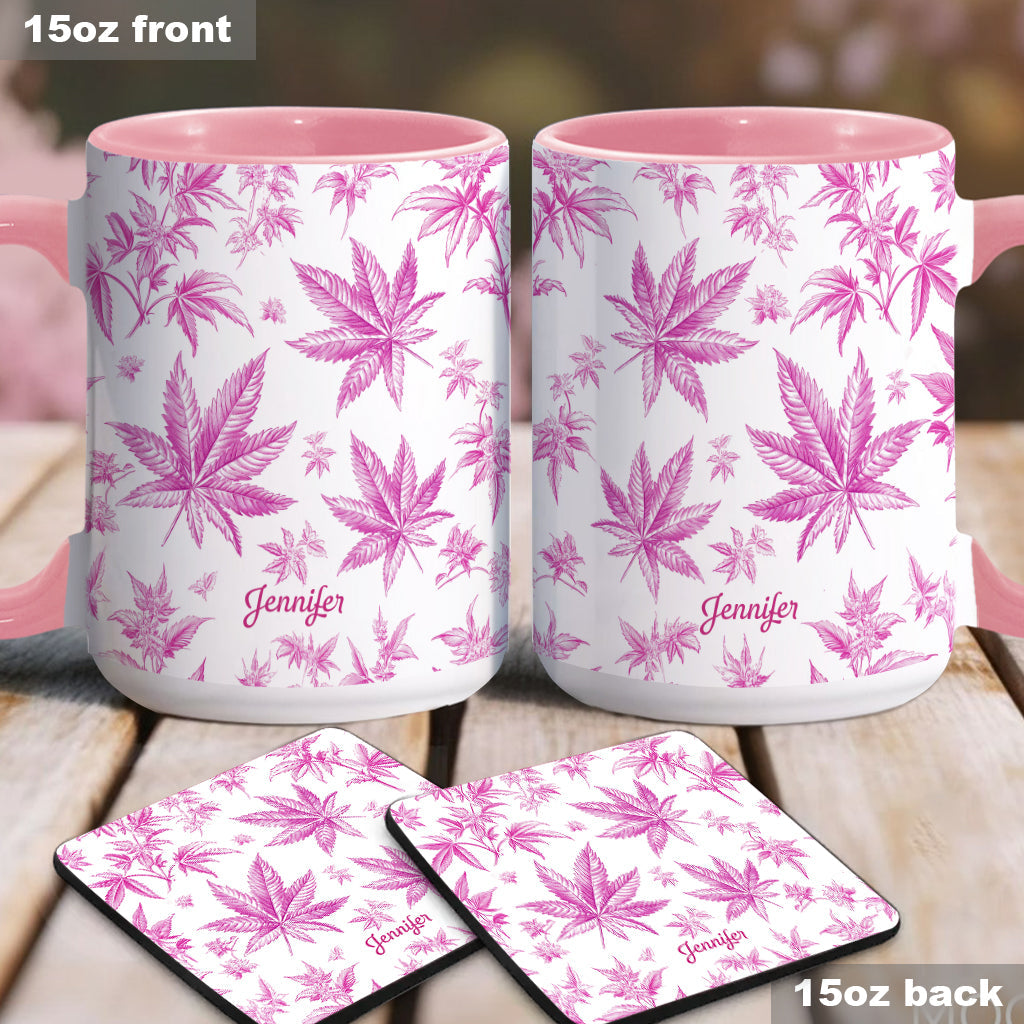 Personalized Weed Accent Mug Pink Toil Marijuana Pattern Unique Gift For Mother - Image 4