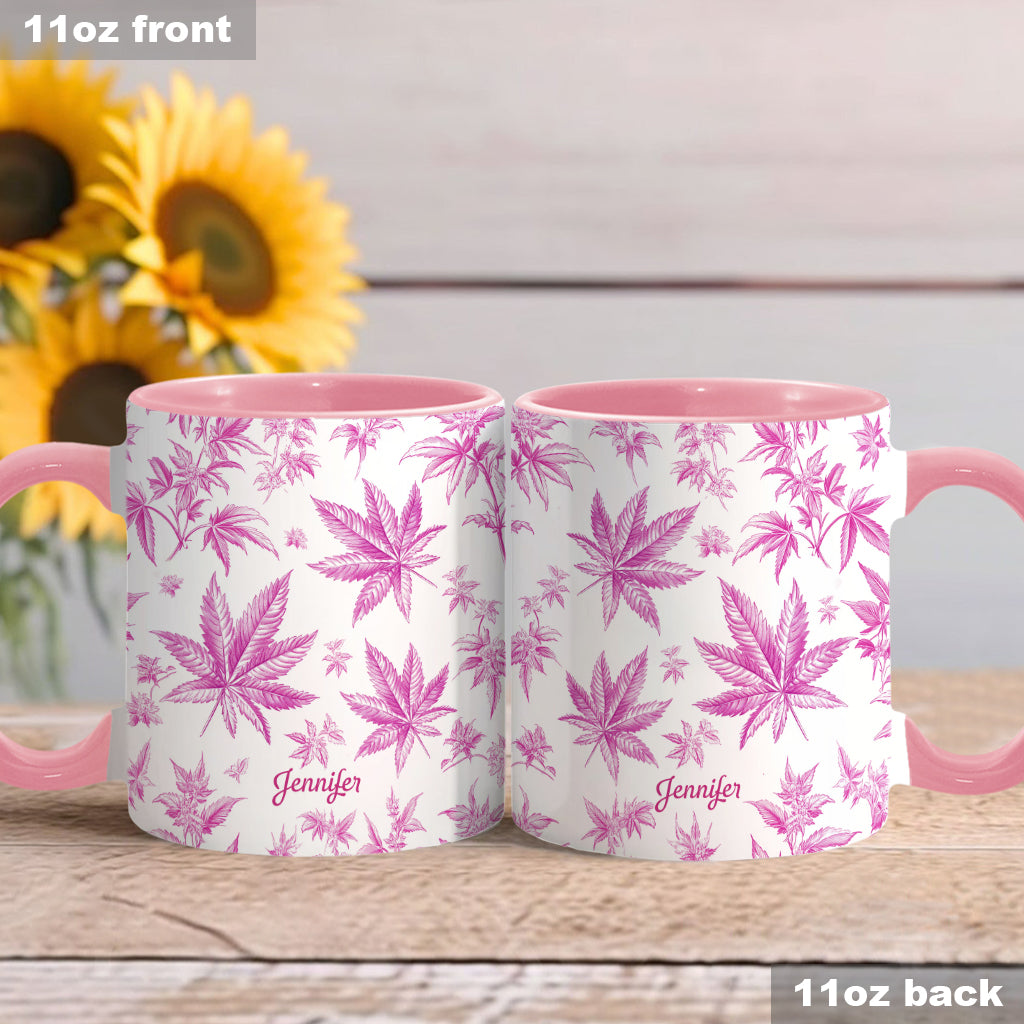 Personalized Weed Accent Mug Pink Toil Marijuana Pattern Unique Gift For Mother - Image 2