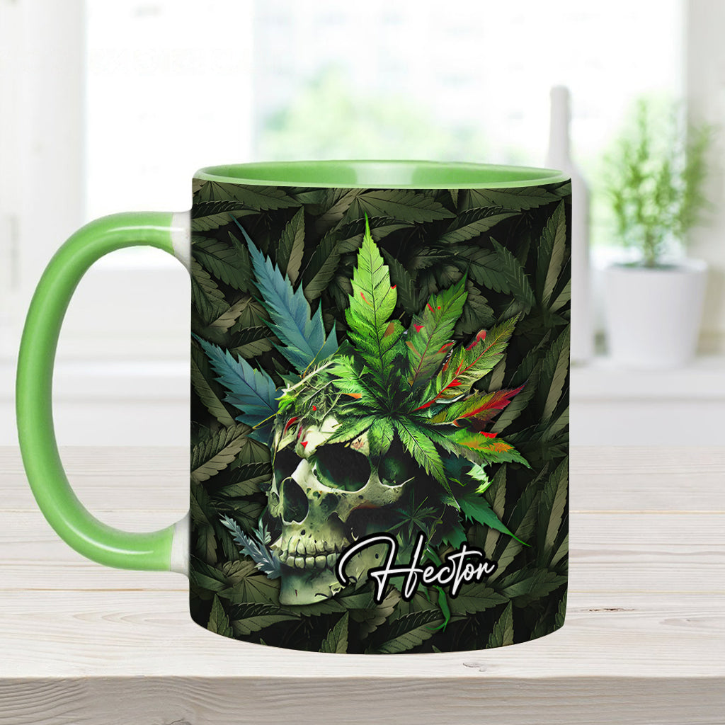 Personalized Weed Accent Mug Skull Green Leaf Skull Christmas Gifts For Mother - Image 8