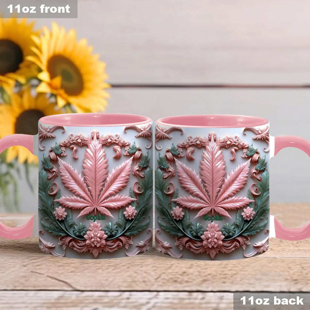 Personalized Weed Accent Mug Stunning Leaf Elegant and Unique Nature Gift