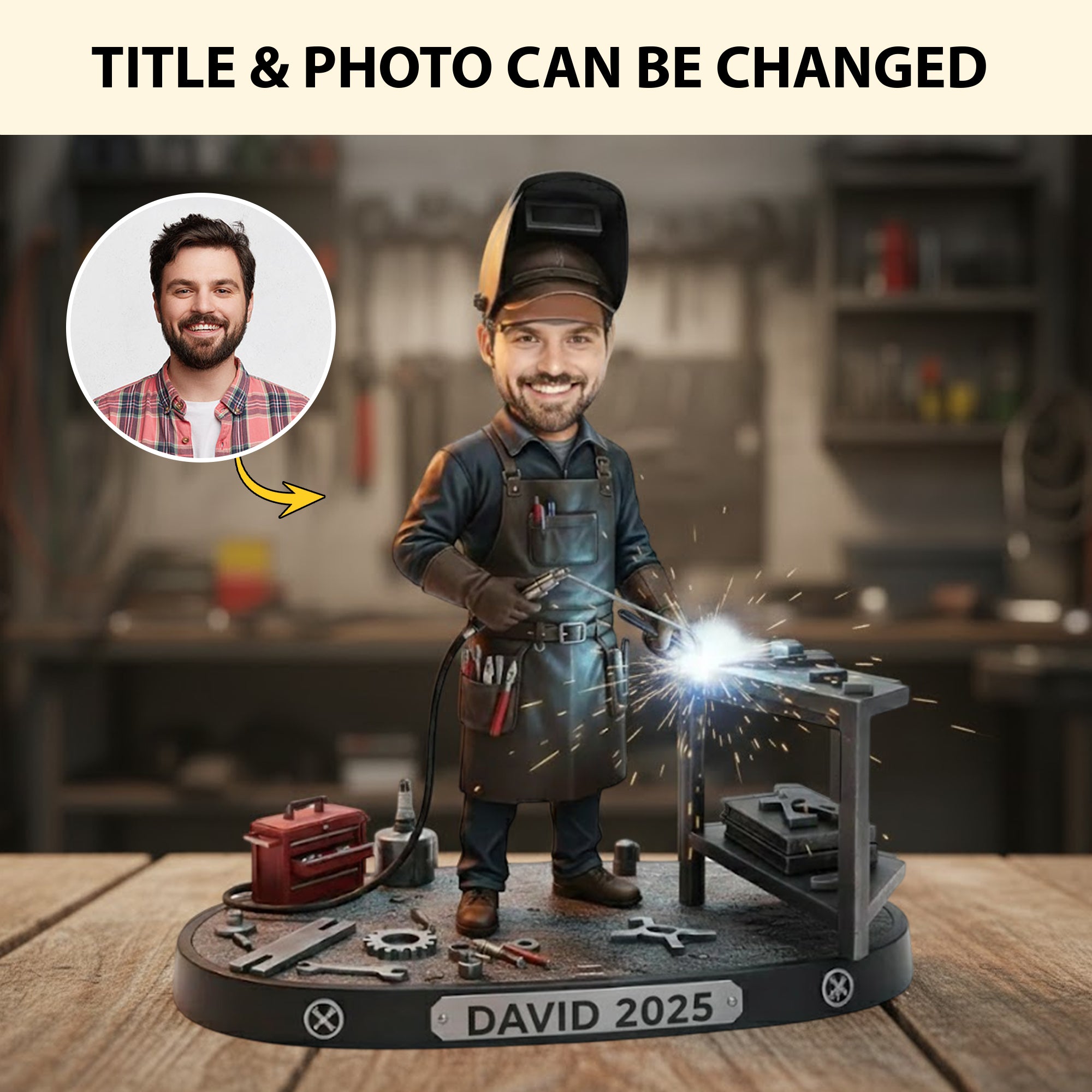 Personalized Welding Photo Acrylic Plaque Master Of The Trade Fathers Day Presents - Image 2