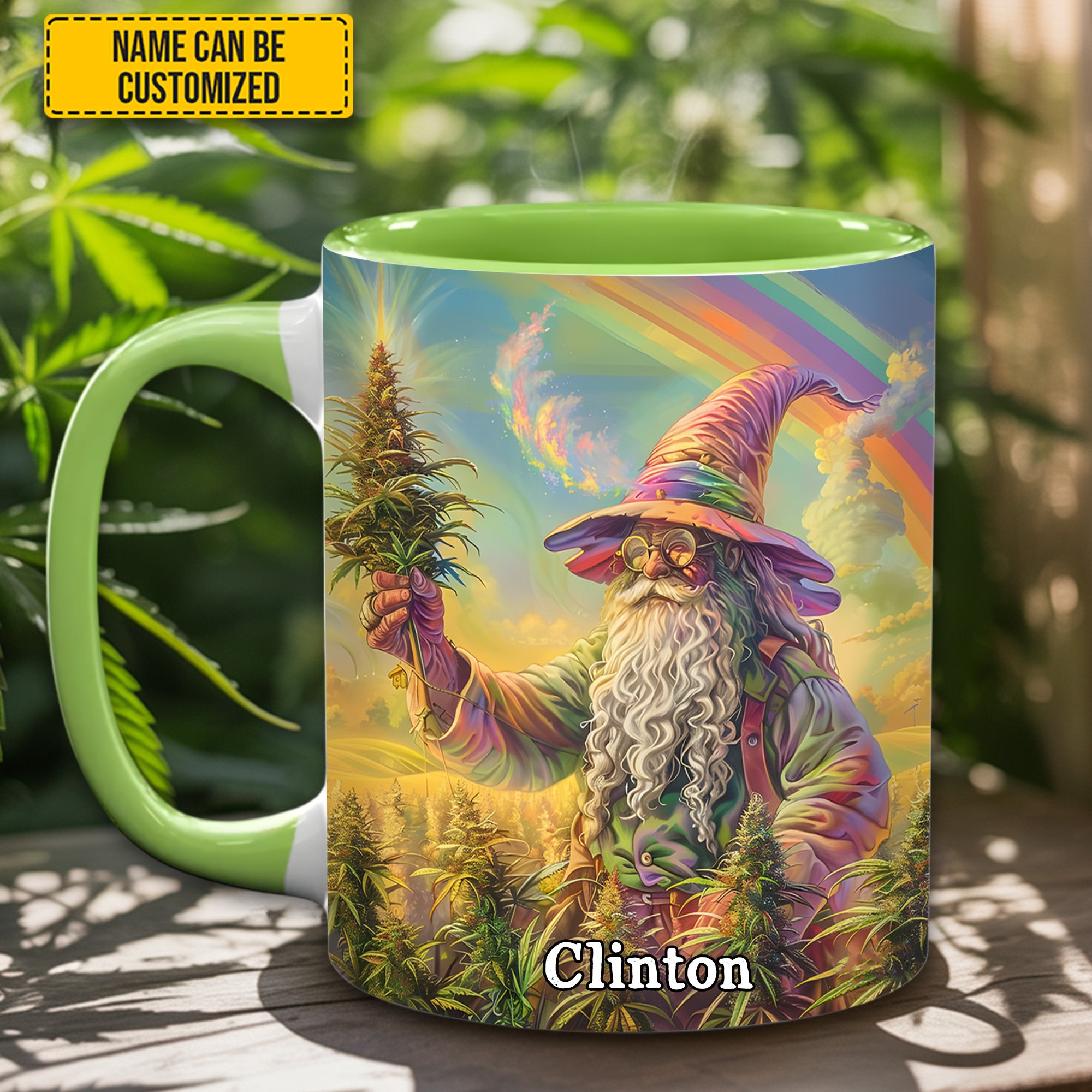 Personalized Whimsical Wizard Weed Accent Mug Birthday Gift For Him