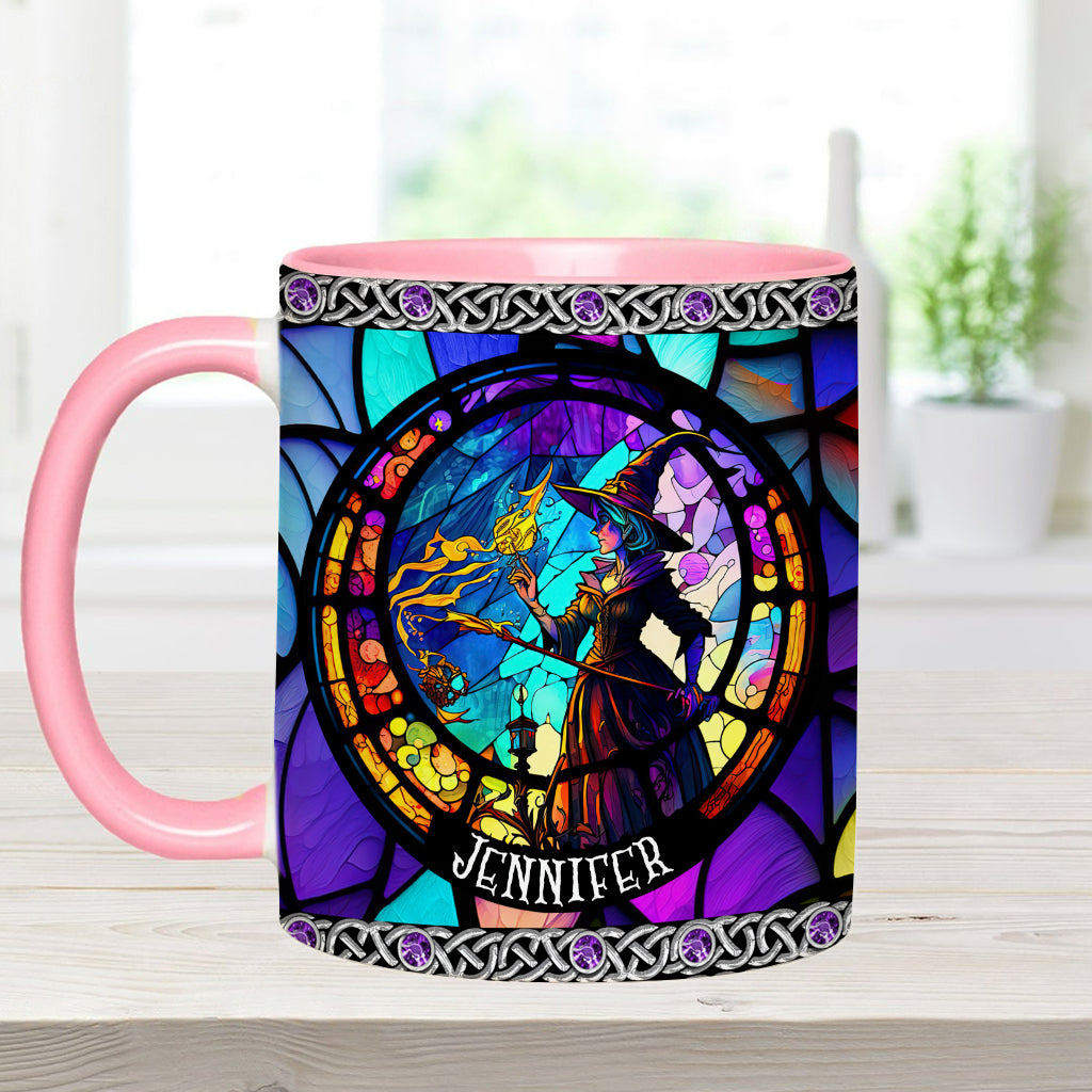 Personalized Witch Accent Mug Beautiful Stained Glass Witch Unique Gift For Mom - Image 12