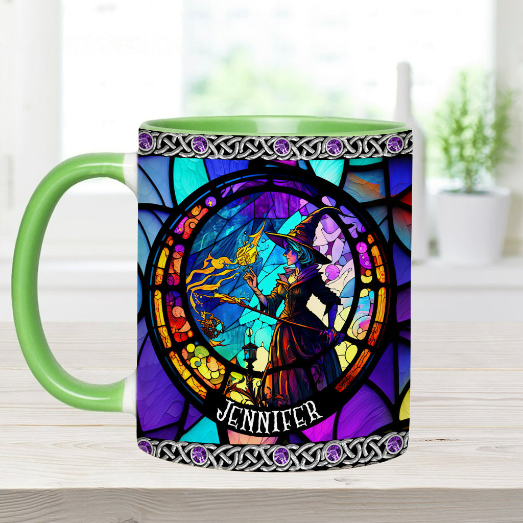 Personalized Witch Accent Mug Beautiful Stained Glass Witch Unique Gift For Mom - Image 8