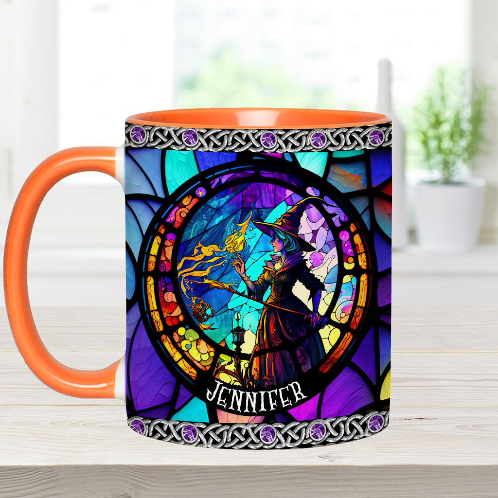 Personalized Witch Accent Mug Beautiful Stained Glass Witch Unique Gift For Mom - Image 11