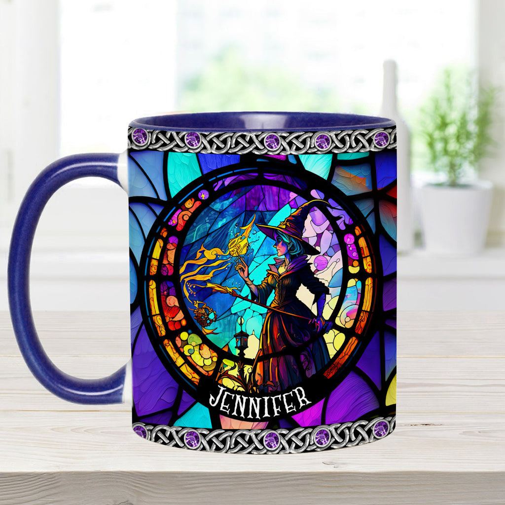 Personalized Witch Accent Mug Beautiful Stained Glass Witch Unique Gift For Mom - Image 10
