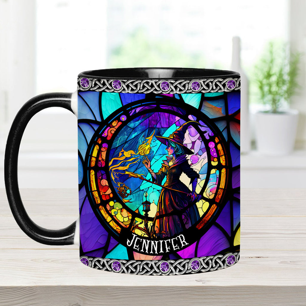 Personalized Witch Accent Mug Beautiful Stained Glass Witch Unique Gift For Mom - Image 6