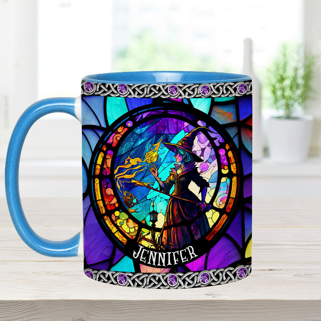 Personalized Witch Accent Mug Beautiful Stained Glass Witch Unique Gift For Mom - Image 9