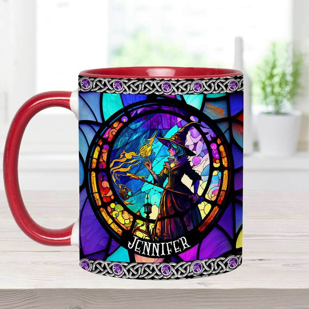 Personalized Witch Accent Mug Beautiful Stained Glass Witch Unique Gift For Mom - Image 7