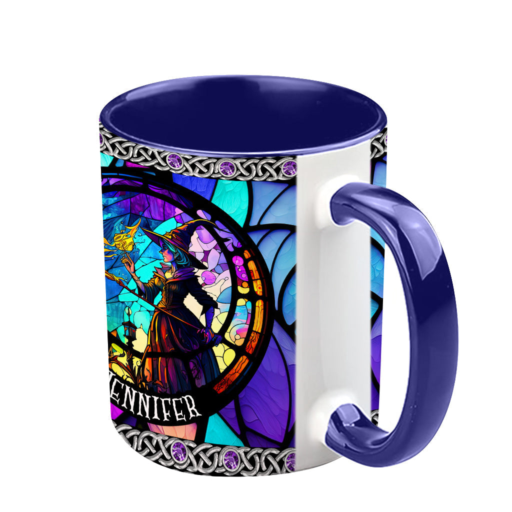 Personalized Witch Accent Mug Beautiful Stained Glass Witch Unique Gift For Mom - Image 5
