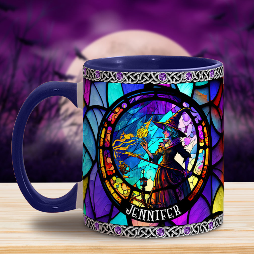 Personalized Witch Accent Mug Beautiful Stained Glass Witch Unique Gift For Mom