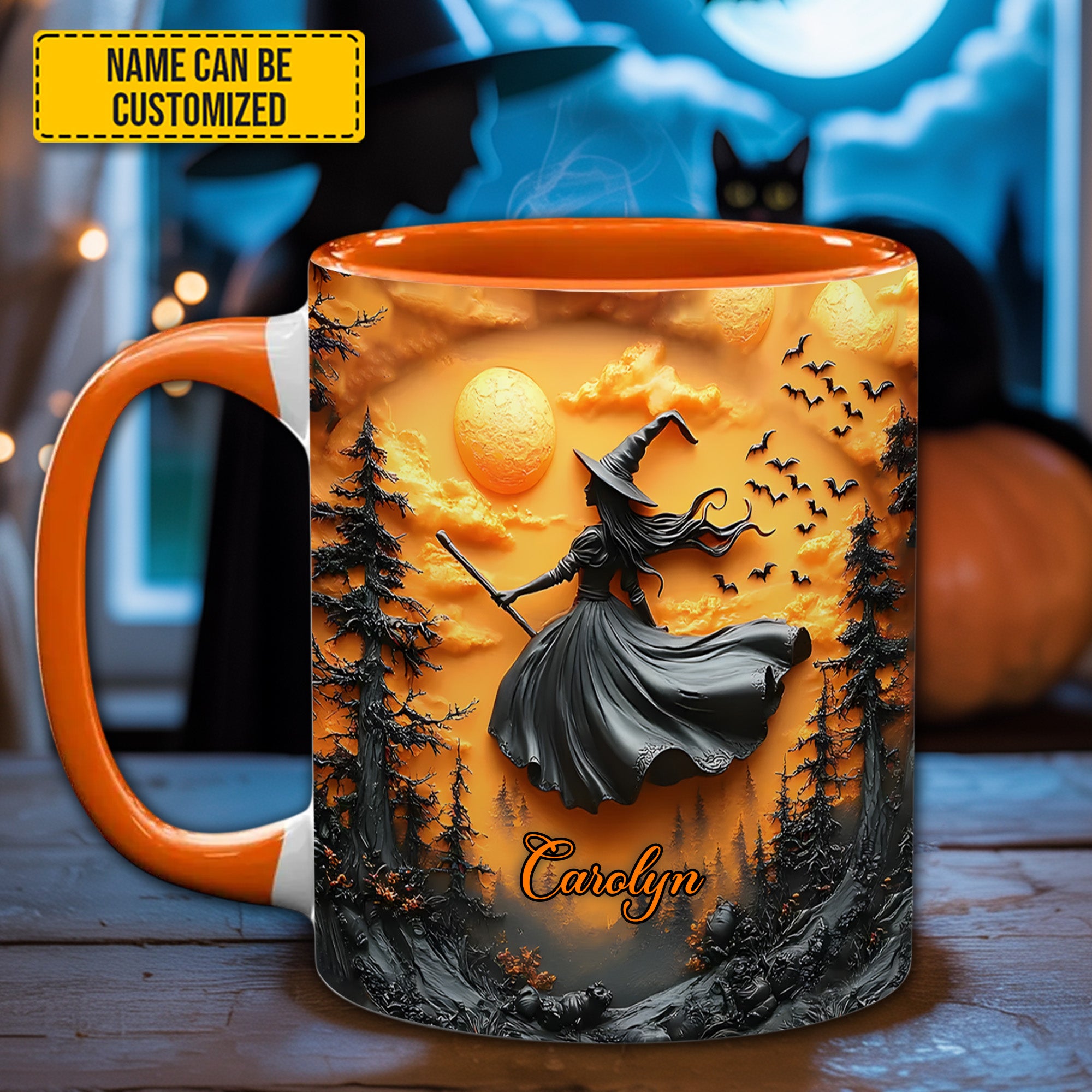 Personalized Witch Accent Mug Flying Witch Gift For Him Her