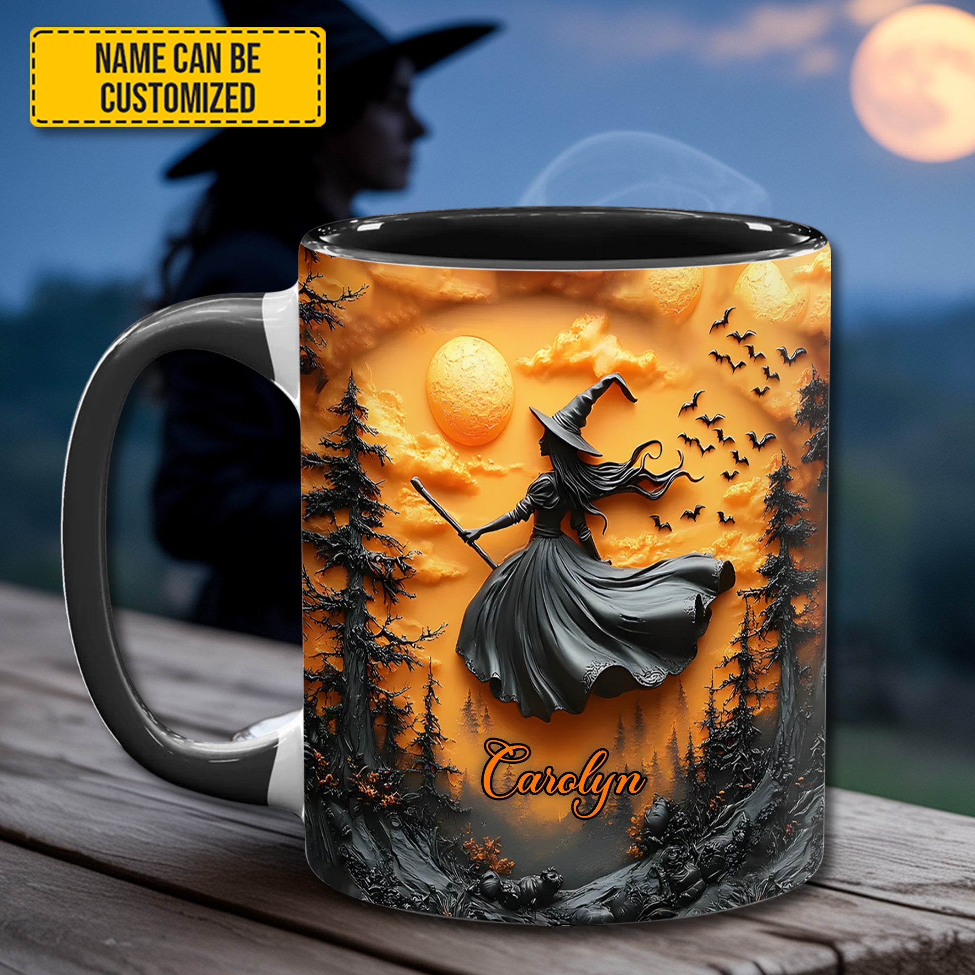 Personalized Witch Accent Mug Flying Witch Gift For Him Her - Image 4
