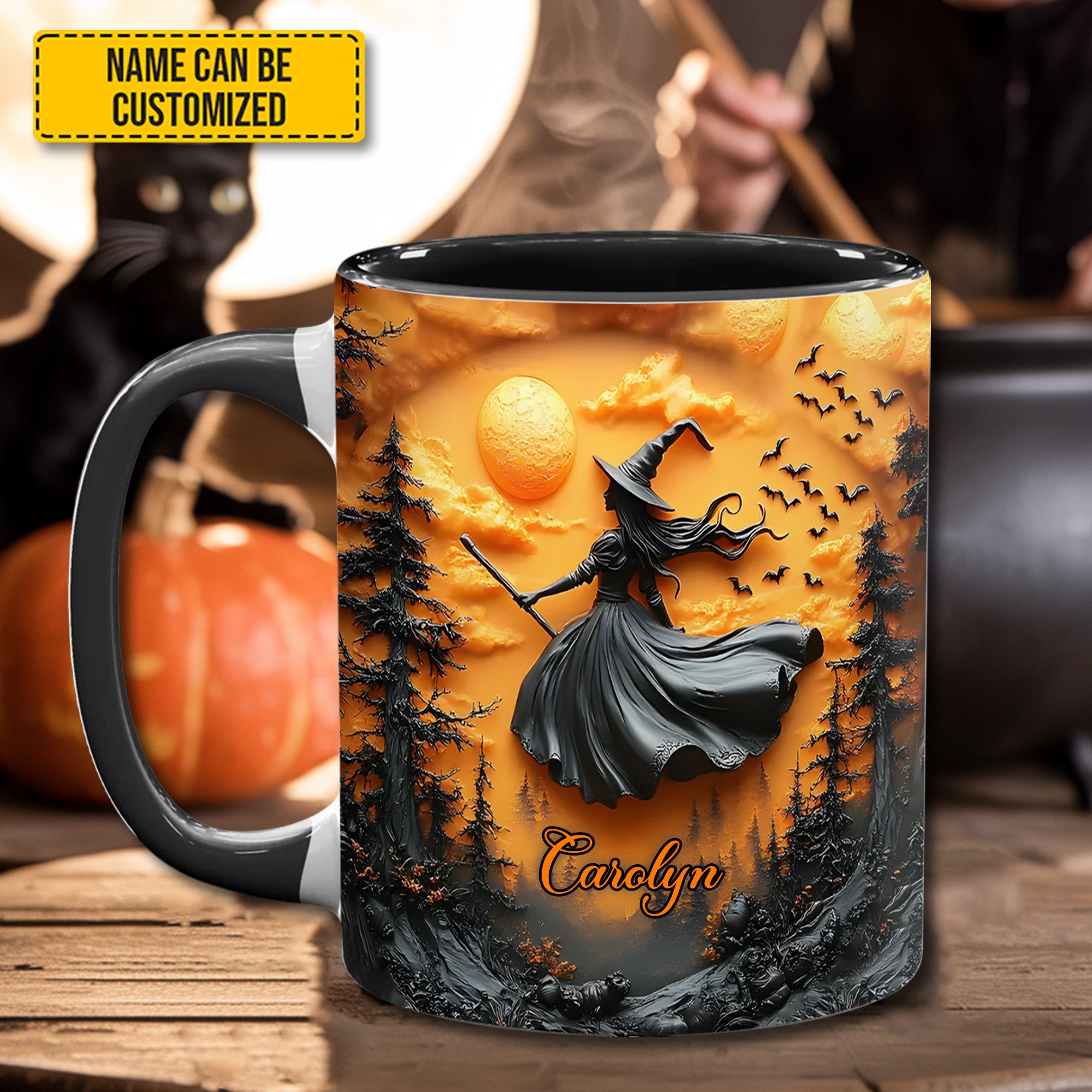 Personalized Witch Accent Mug Flying Witch Gift For Him Her - Image 2