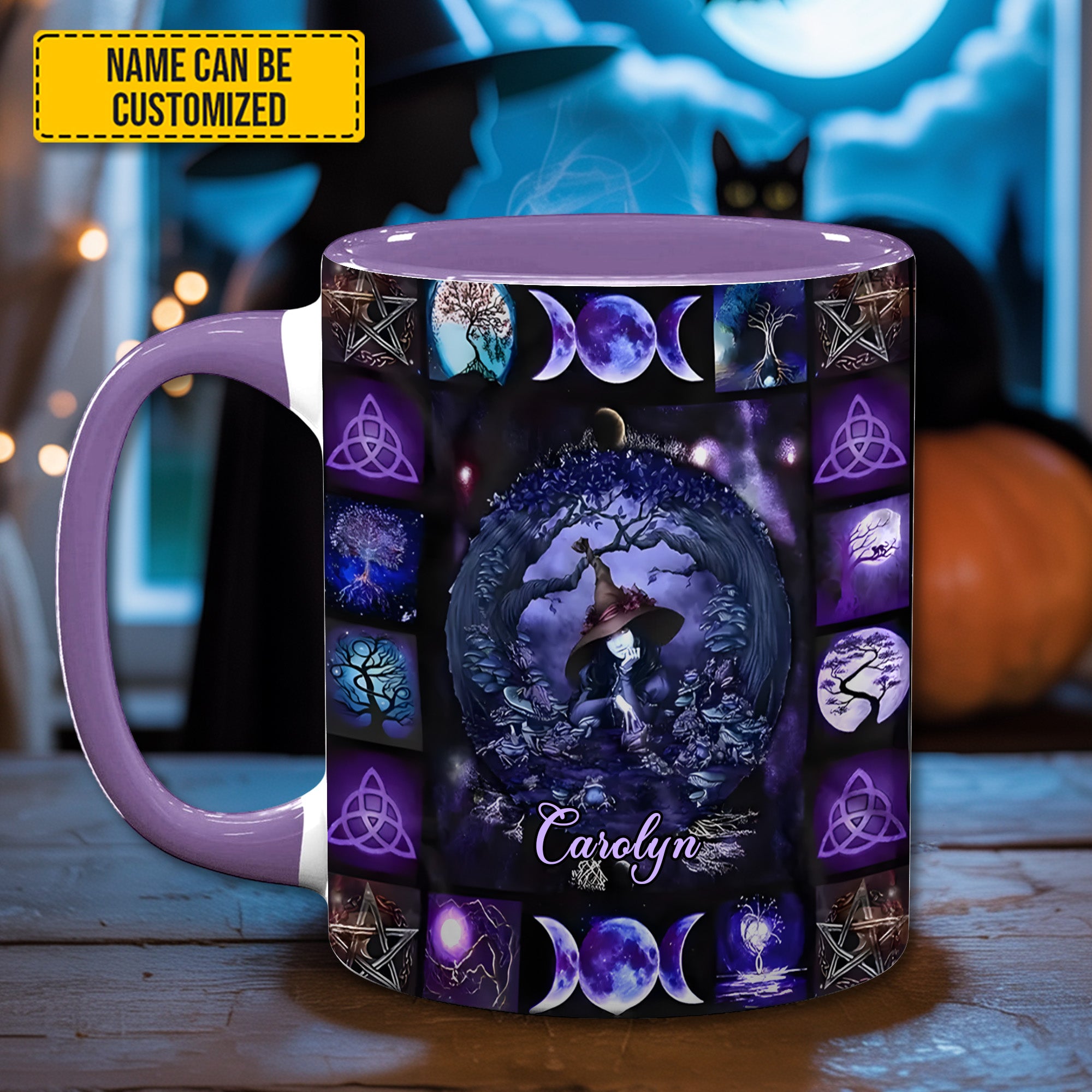 Personalized Witch Accent Mug Witch & Moon Gift For Moon Lovers