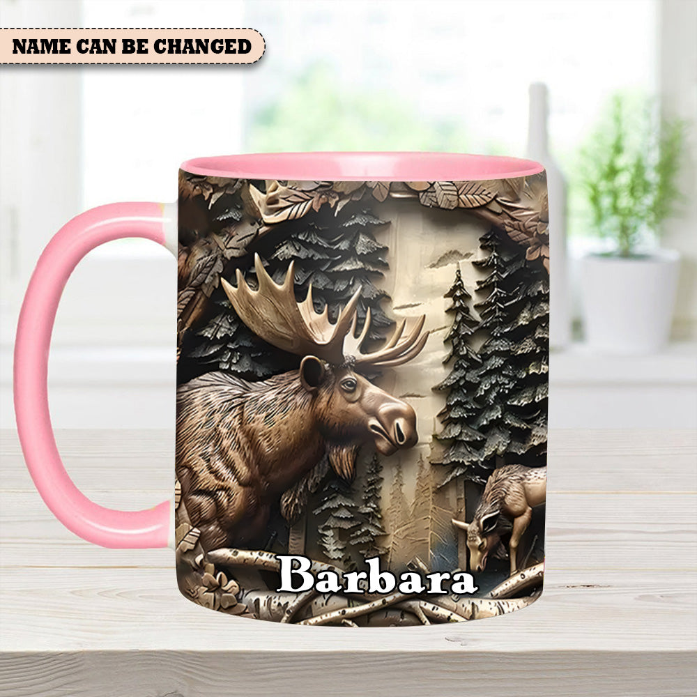 Rustic Gift for Mother's Day & Nature Lovers Vintage Moose Wreath Personalized Accent Mug Gift For Nature Lovers - Image 8