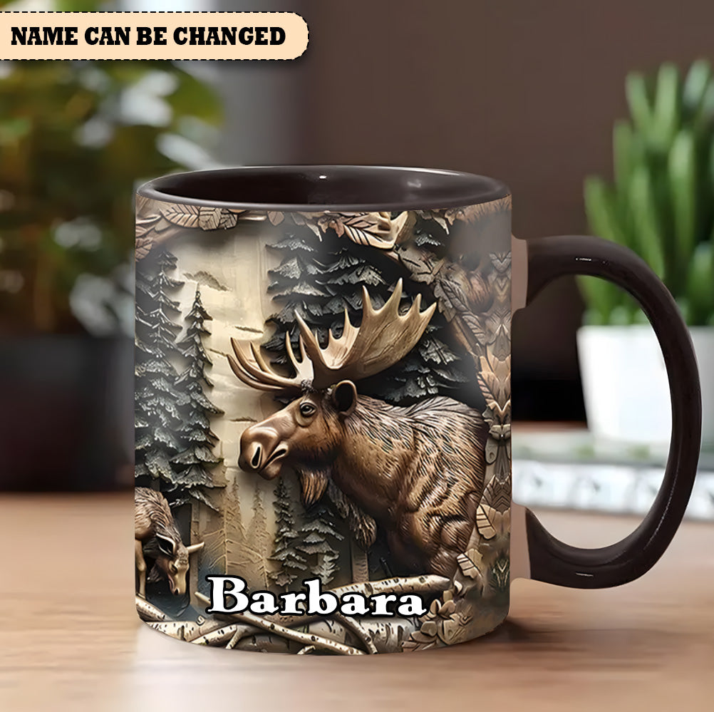 Rustic Gift for Mother's Day & Nature Lovers Vintage Moose Wreath Personalized Accent Mug Gift For Nature Lovers - Image 3