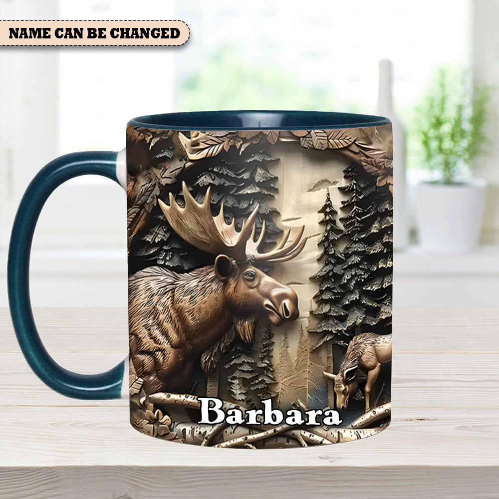 Rustic Gift for Mother's Day & Nature Lovers Vintage Moose Wreath Personalized Accent Mug Gift For Nature Lovers - Image 10