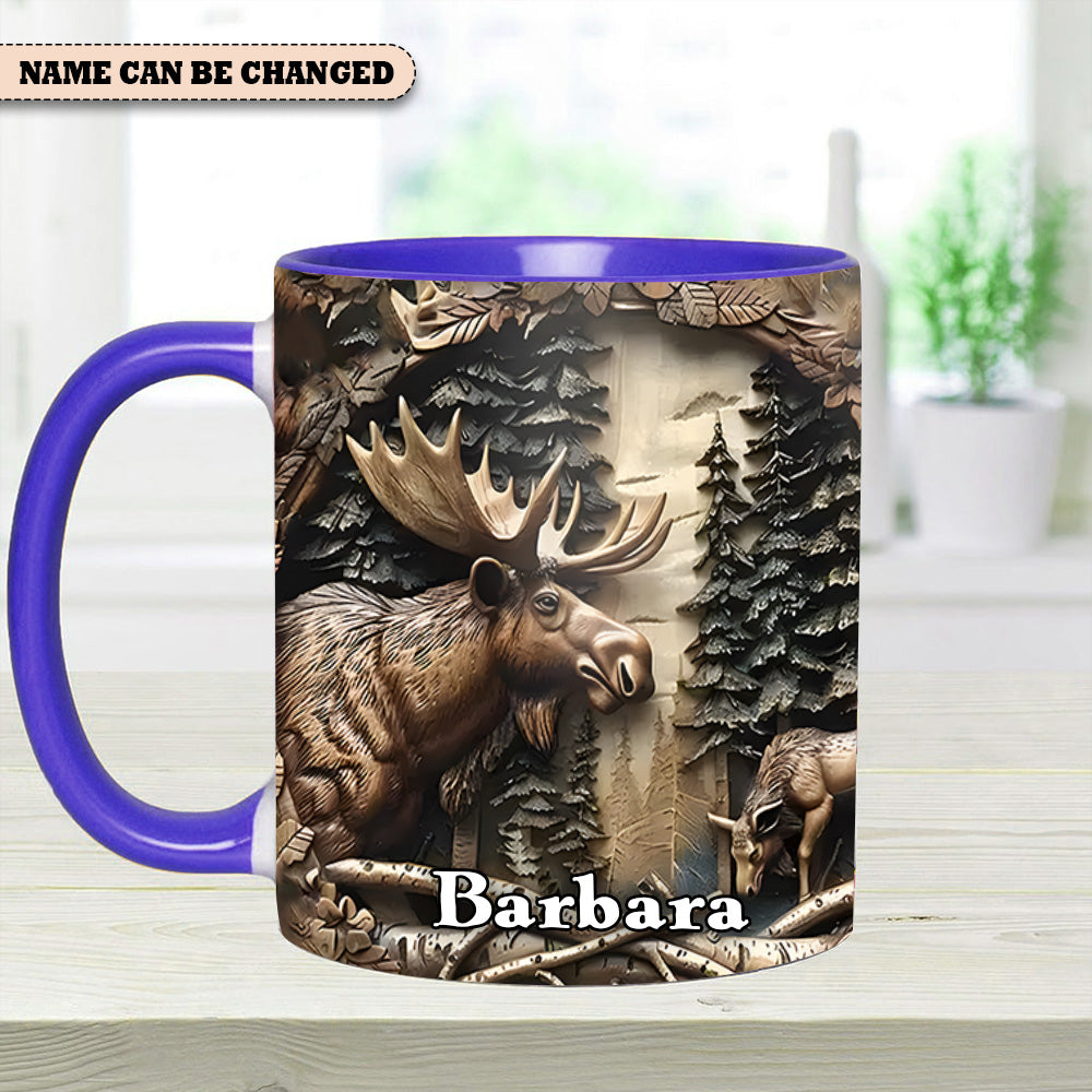 Rustic Gift for Mother's Day & Nature Lovers Vintage Moose Wreath Personalized Accent Mug Gift For Nature Lovers - Image 9