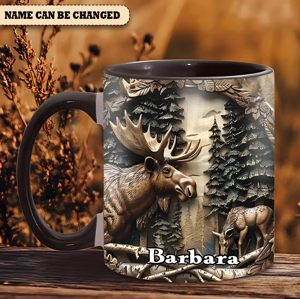Rustic Gift for Mother's Day & Nature Lovers Vintage Moose Wreath Personalized Accent Mug Gift For Nature Lovers - Image 2