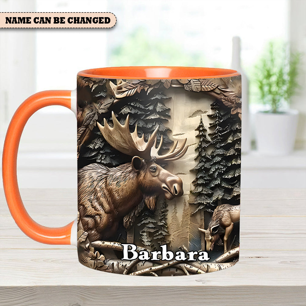 Rustic Gift for Mother's Day & Nature Lovers Vintage Moose Wreath Personalized Accent Mug Gift For Nature Lovers - Image 13