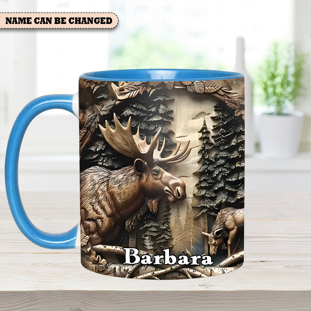 Rustic Gift for Mother's Day & Nature Lovers Vintage Moose Wreath Personalized Accent Mug Gift For Nature Lovers - Image 6