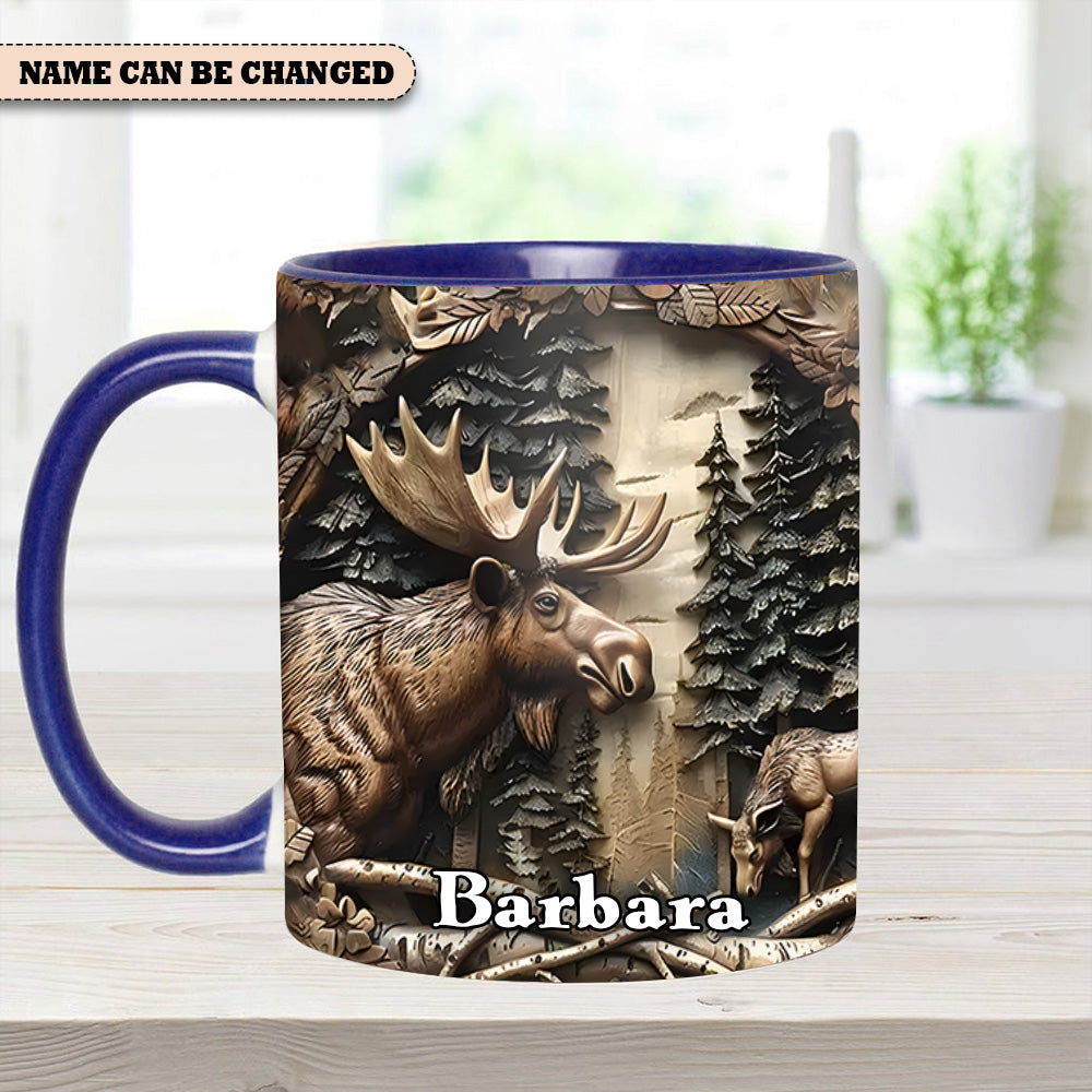 Rustic Gift for Mother's Day & Nature Lovers Vintage Moose Wreath Personalized Accent Mug Gift For Nature Lovers - Image 7