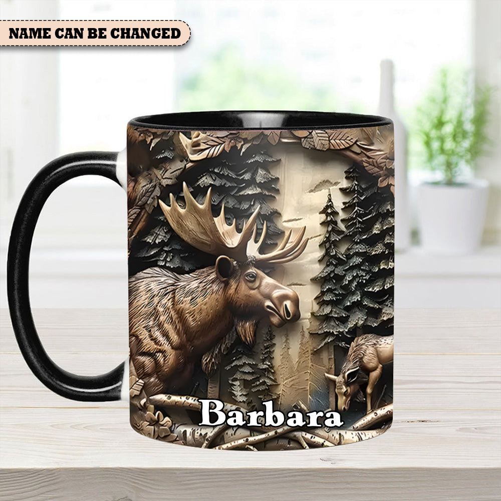 Rustic Gift for Mother's Day & Nature Lovers Vintage Moose Wreath Personalized Accent Mug Gift For Nature Lovers - Image 11