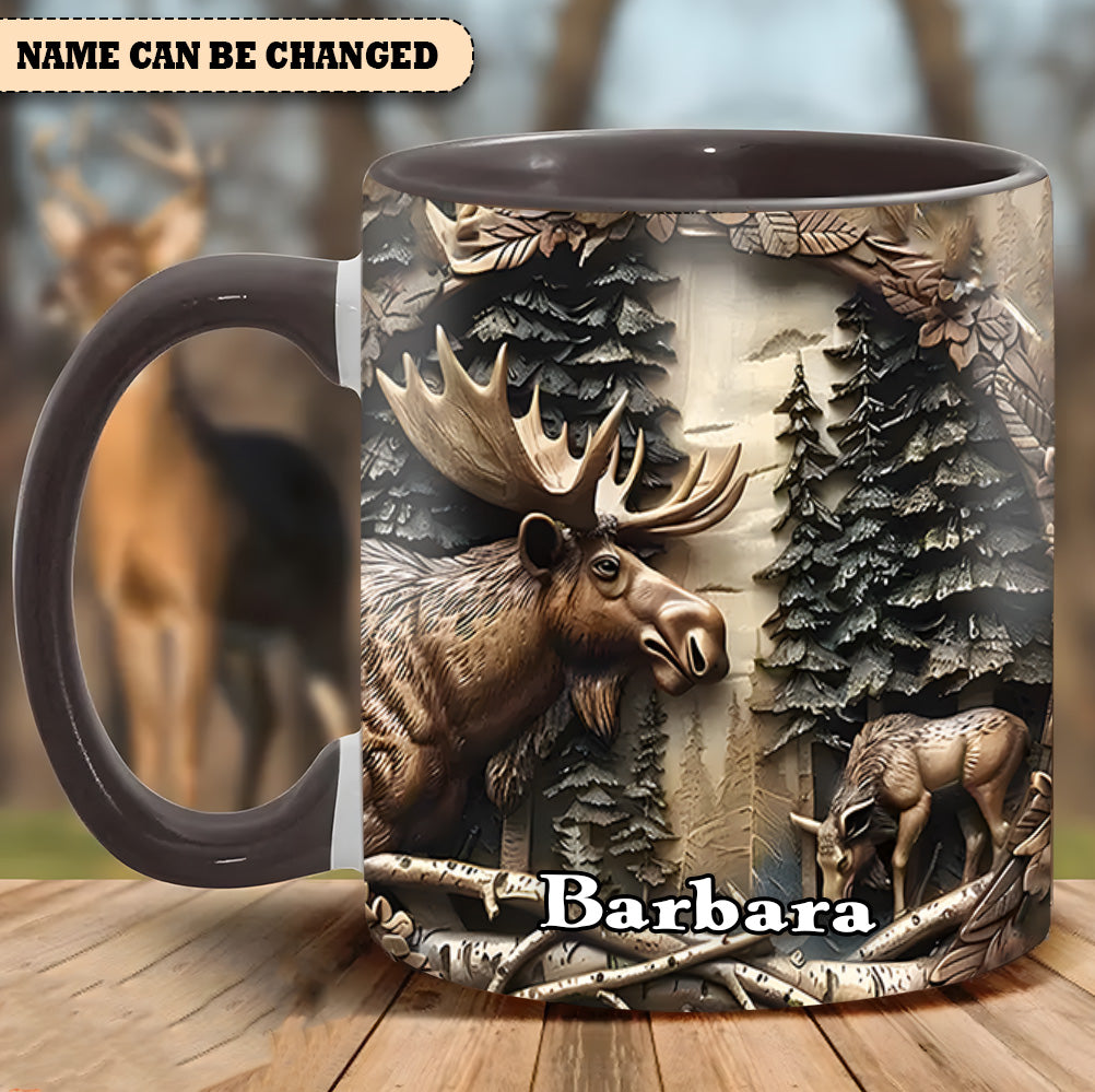 Rustic Gift for Mother's Day & Nature Lovers Vintage Moose Wreath Personalized Accent Mug Gift For Nature Lovers