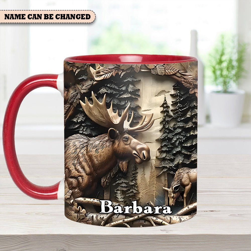 Rustic Gift for Mother's Day & Nature Lovers Vintage Moose Wreath Personalized Accent Mug Gift For Nature Lovers - Image 12