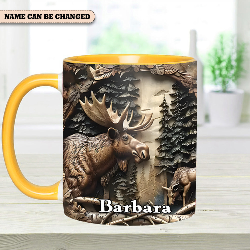 Rustic Gift for Mother's Day & Nature Lovers Vintage Moose Wreath Personalized Accent Mug Gift For Nature Lovers - Image 14